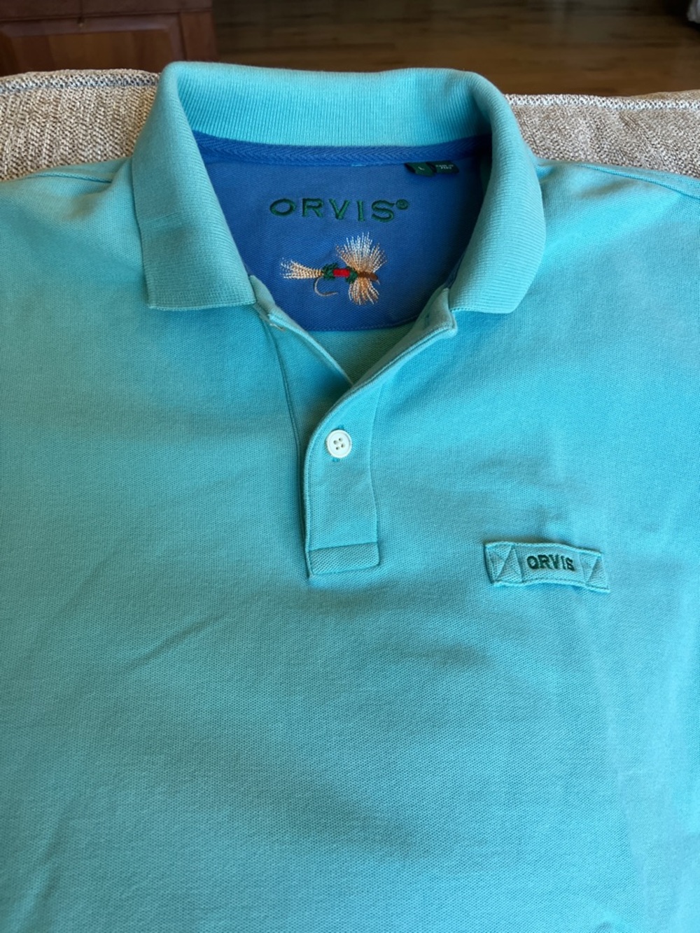 Orvis Light Turquoise Men's Short-Sleeve Polo Large